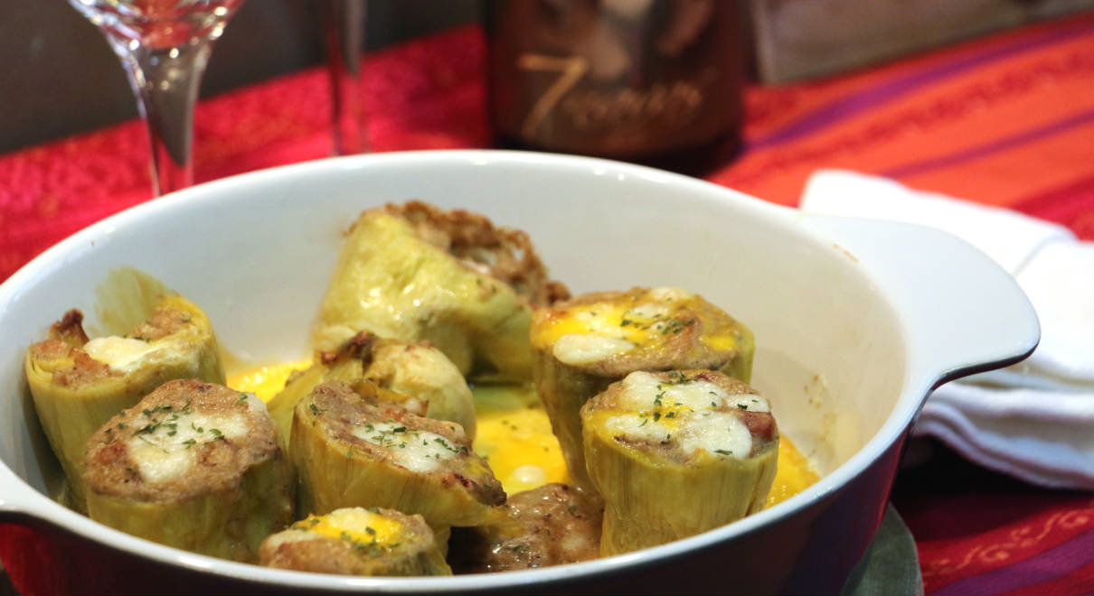 Alcachofas rellenas gratinadas - A Tavola con il Conte