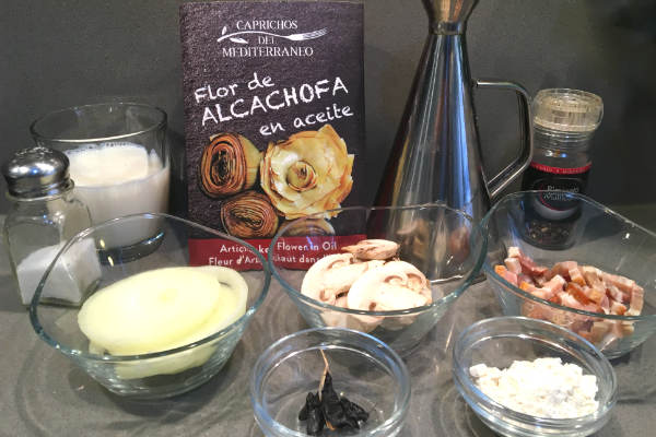 Ingredientes de nuestras alcachofas rellenas gratinadas