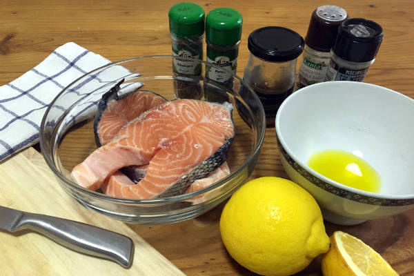 Ingredientes del tartare de salmón