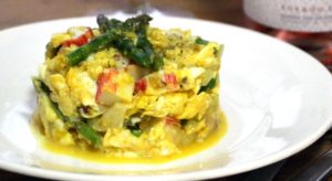 Revuelto de trigueros y gambas - La mesa del conde