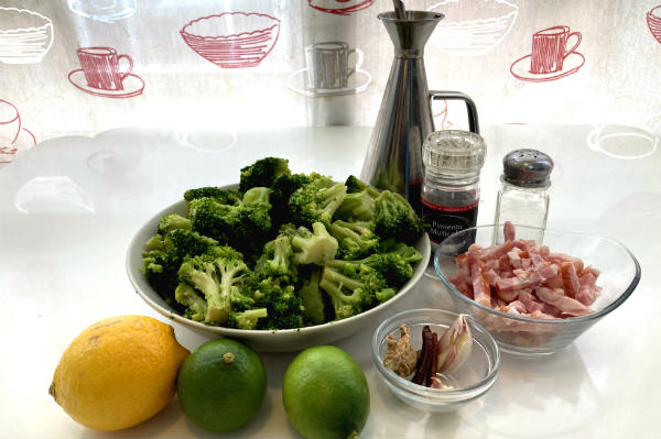 Ingredientes del ceviche de Brócoli - La mesa del conde