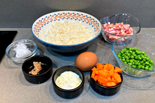 Ingredientes de arroz cantones - La mesa del Conde