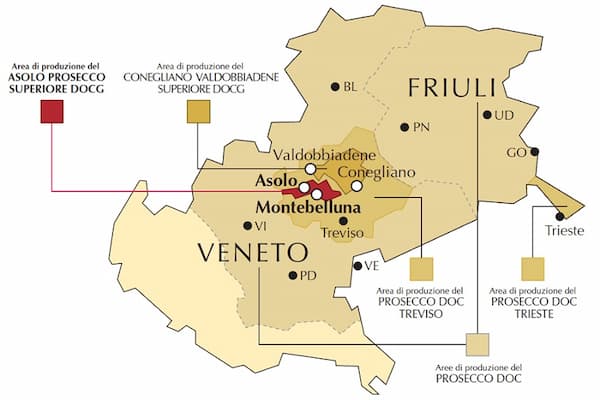 Mapa de los vinos del Veneto