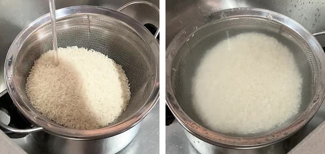 Lavamos el arroz hasta que el agua quede limpia - La mesa del Conde