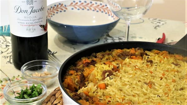 Presentación y maridaje del arroz pilaf - La mesa del Conde