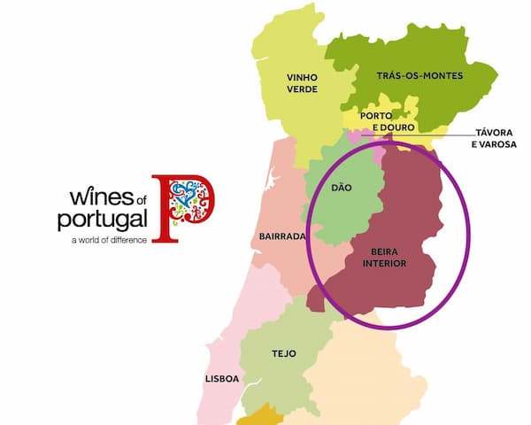 Mapa con las regiones de Portugal