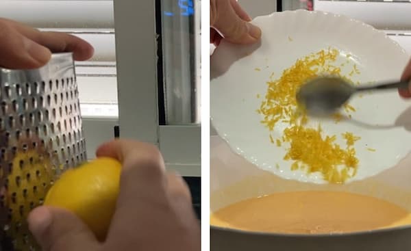 Se prepara y se añade la ralladura de un limón - La mesa del Conde