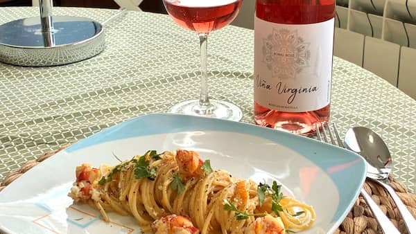 Armonía para los Spaghetti con requesón y gambones - La mesa del Conde