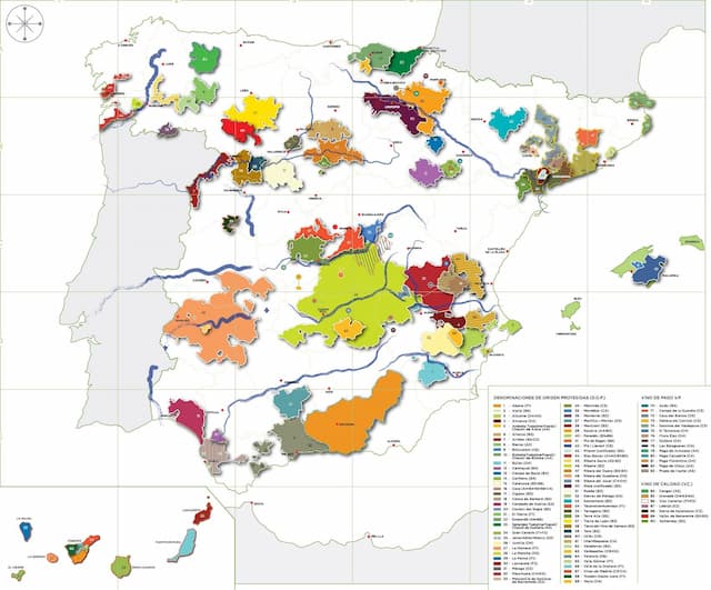 Mapa de las DO's de vino en España - Imagen de CatadelVino
